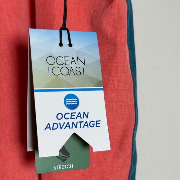 Ocean + Coast NEW Mens Board Shorts XXL Orange Coral Teal Stretch Beach - Picture 7 of 8